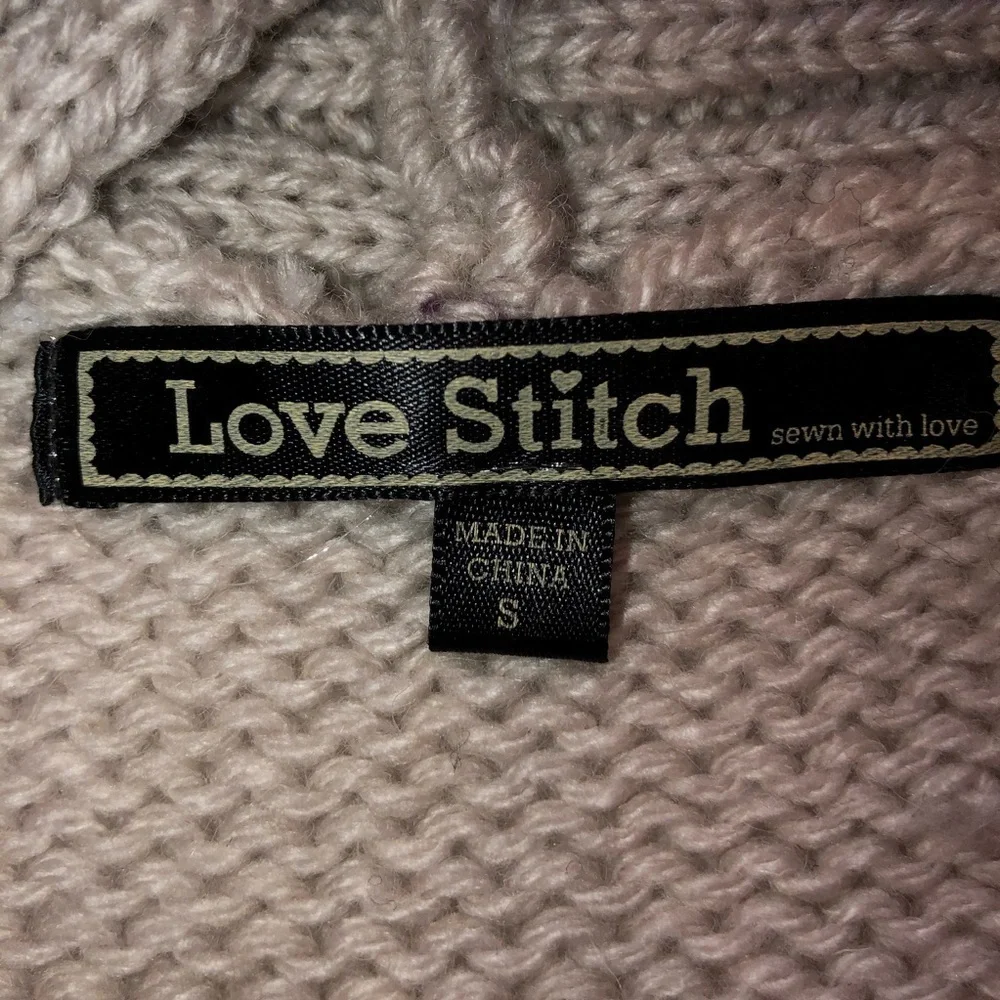 Love Stitch Chunky Ivory White Sweater Cardigan S